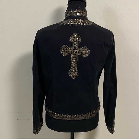 Gordon James Jacket Women’s Size Medium Black Studded Cross Blazer jacket - Picture 4 of 17